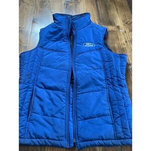 Port Authority Ford Blue Puffer Vest Womens Medium Full Zip Quilted L901